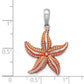 Sterling Silver De-Ani Rhodium-Plated Enameled Orange Starfish Pendant