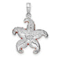 Sterling Silver De-Ani Rhodium-Plated Enameled Orange Starfish Pendant