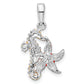 Sterling Silver De-Ani Rhodium-Plated Enameled Starfish And Seahorse Pendant