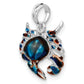 Sterling Silver De-Ani Rhodium-Plated Polished Enameled Blue Stone Crab Pendant