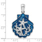 Sterling Silver De-Ani Rhodium-Plated Enameled Blue Shell With Starfish Pendant