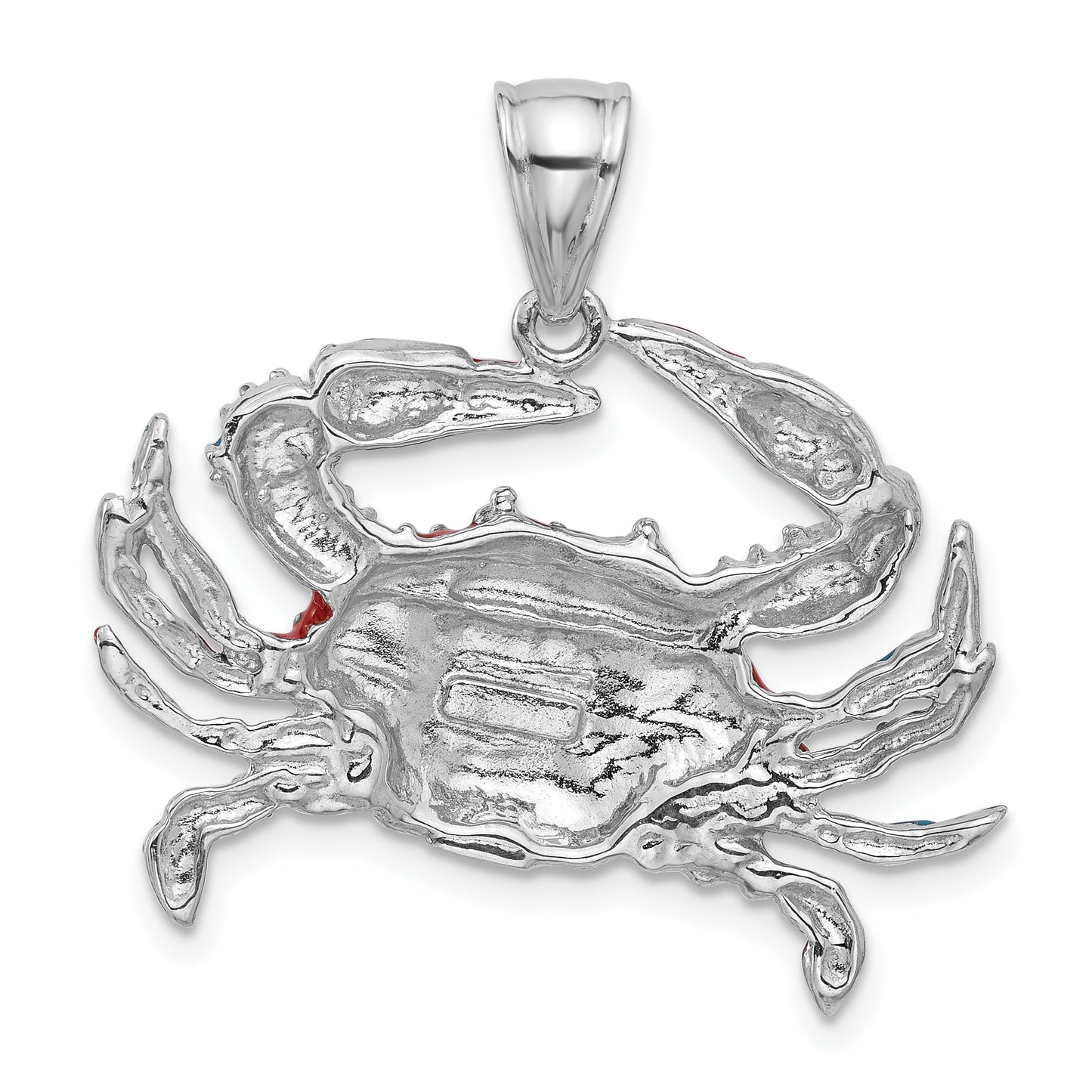 Sterling Silver De-Ani Rhodium-Plated Polished Enameled Blue Crab Pendant