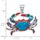 Sterling Silver De-Ani Rhodium-Plated Polished Enameled Blue Crab Pendant