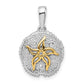 Silver/14K Two-Tone De-Ani Sterling Silver Rhodium-Plated Large Sand Dollar With 14K Starfish Pendant