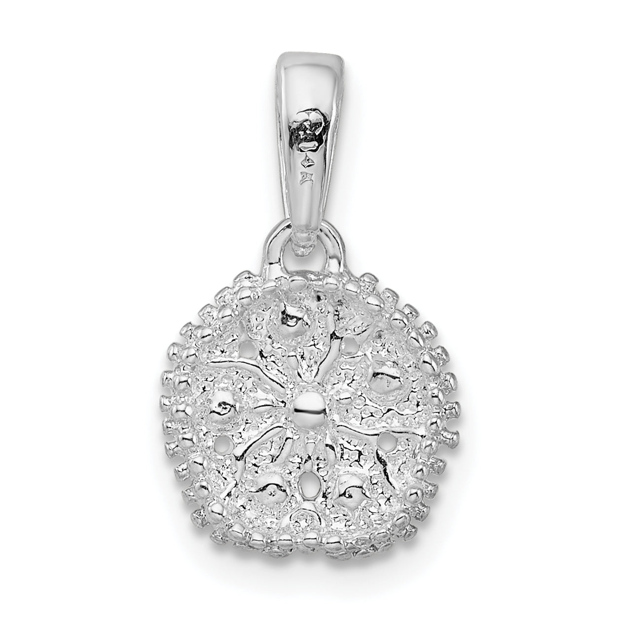 Silver/14K Two-Tone De-Ani Sterling Silver Rhodium-Plated Sand Dollar With 14K Starfish Pendant