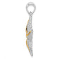 Silver/14K Two-Tone De-Ani Sterling Silver Rhodium-Plated Polished Starfish With 14K Accent Pendant