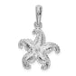 Silver/14K Two-Tone De-Ani Sterling Silver Rhodium-Plated Textured Starfish With 14K Accent Pendant