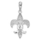 Silver/14K Two-Tone De-Ani Sterling Silver Rhodium-Plated Polished Fleur De Lis With 14K Accent Pendant