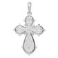 Silver/14K Two-Tone De-Ani Sterling Silver Rhodium-Plated Polished Filigree Cross With 14K Accent Pendant