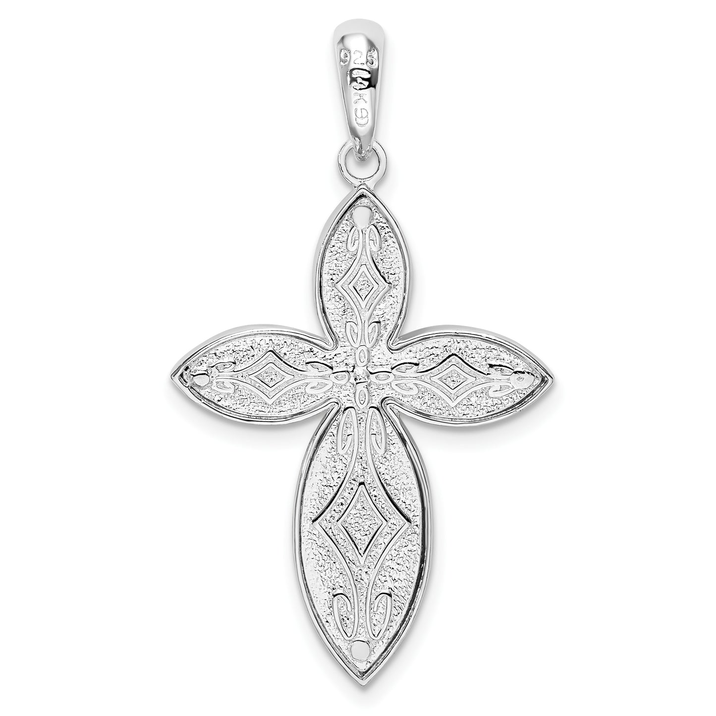 Silver/14K Two-Tone Sterling Silver Polished Filigree Cross W/14K Accent Pendant