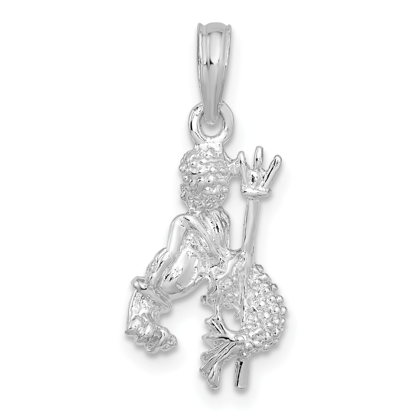 Sterling Silver De-Ani Rhodium-Plated Polished 3D Aquarius Zodiac Pendant