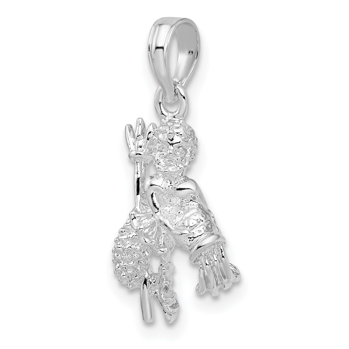 Sterling Silver De-Ani Rhodium-Plated Polished 3D Aquarius Zodiac Pendant