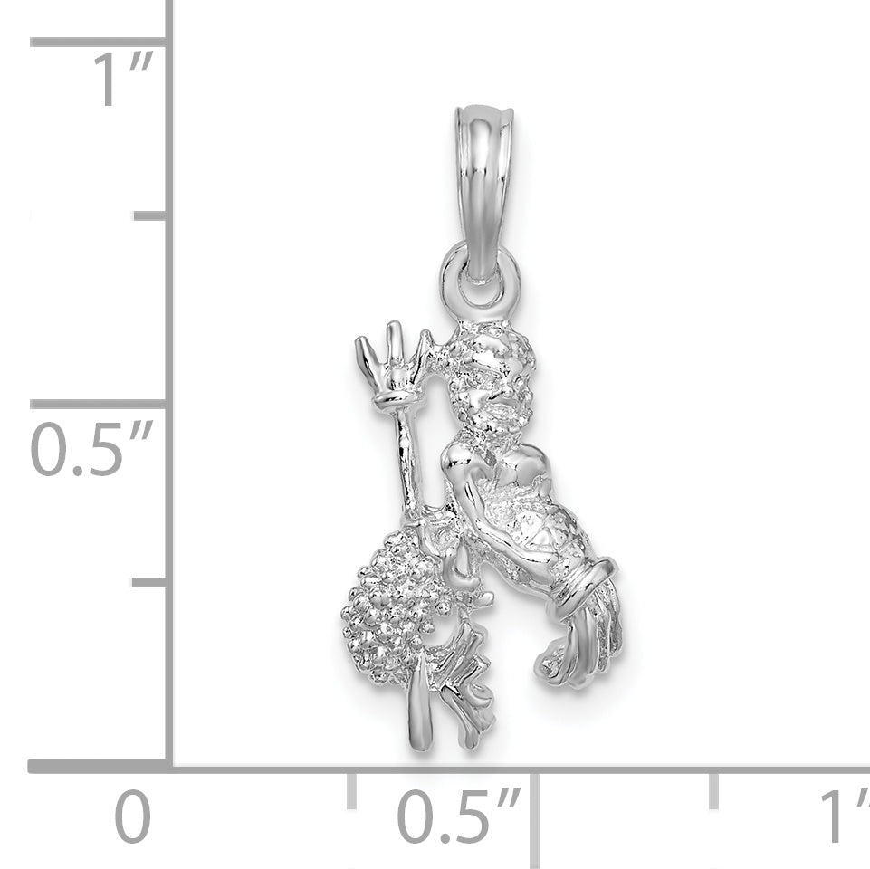 Sterling Silver De-Ani Rhodium-Plated Polished 3D Aquarius Zodiac Pendant