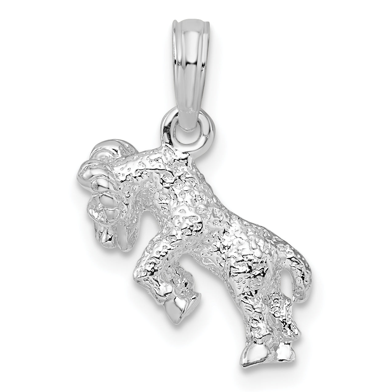 Sterling Silver De-Ani Rhodium-Plated Polished 3D Aries Zodiac Pendant