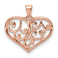 Sterling Silver Rose Tone Filigree Heart Pendant