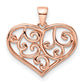 Sterling Silver Rose Tone Filigree Heart Pendant