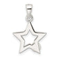 Sterling Silver Rhodium-Plated Polished Imitation Pearl Star Pendant