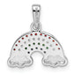 Sterling Silver Rh-Plated Multi-Color Nano Crystal Rainbow Pendant