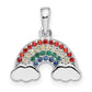 Sterling Silver Rh-Plated Multi-Color Nano Crystal Rainbow Pendant