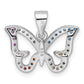 Sterling Silver Rhodium-Plated Multicolor Cz Butterfly Pendant