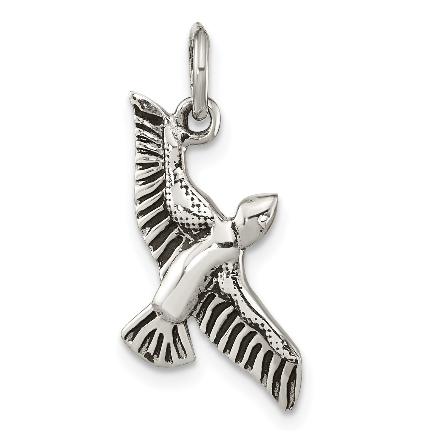 Sterling Silver Polished & Antiqued Seagull Pendant