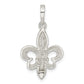 Sterling Silver Rhodium-Plated Fleur De Lis Pendant