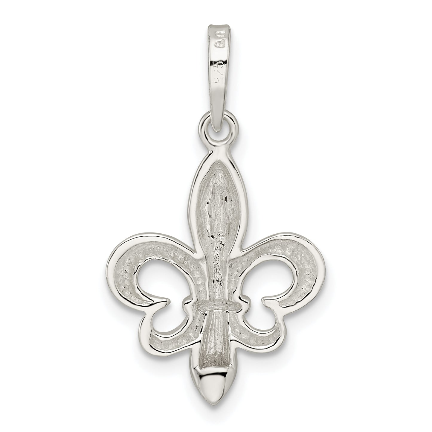 Sterling Silver Rhodium-Plated Fleur De Lis Pendant