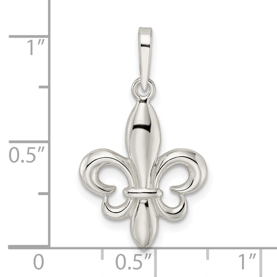 Sterling Silver Rhodium-Plated Fleur De Lis Pendant