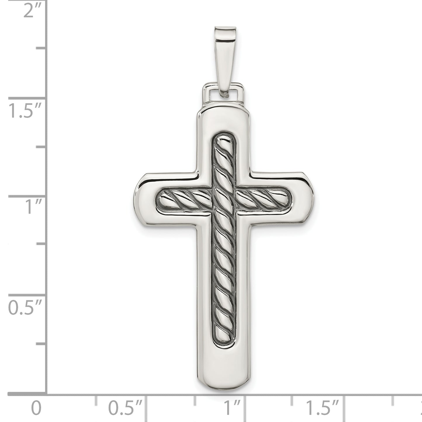 Sterling Silver Polished & Antiqued Textured Center Cross Pendant