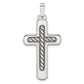 Sterling Silver Polished & Antiqued Textured Center Cross Pendant