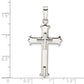 Sterling Silver Polished Fleur De Lis Cross W/Cross Center Pendant