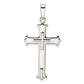 Sterling Silver Polished Fleur De Lis Cross W/Cross Center Pendant