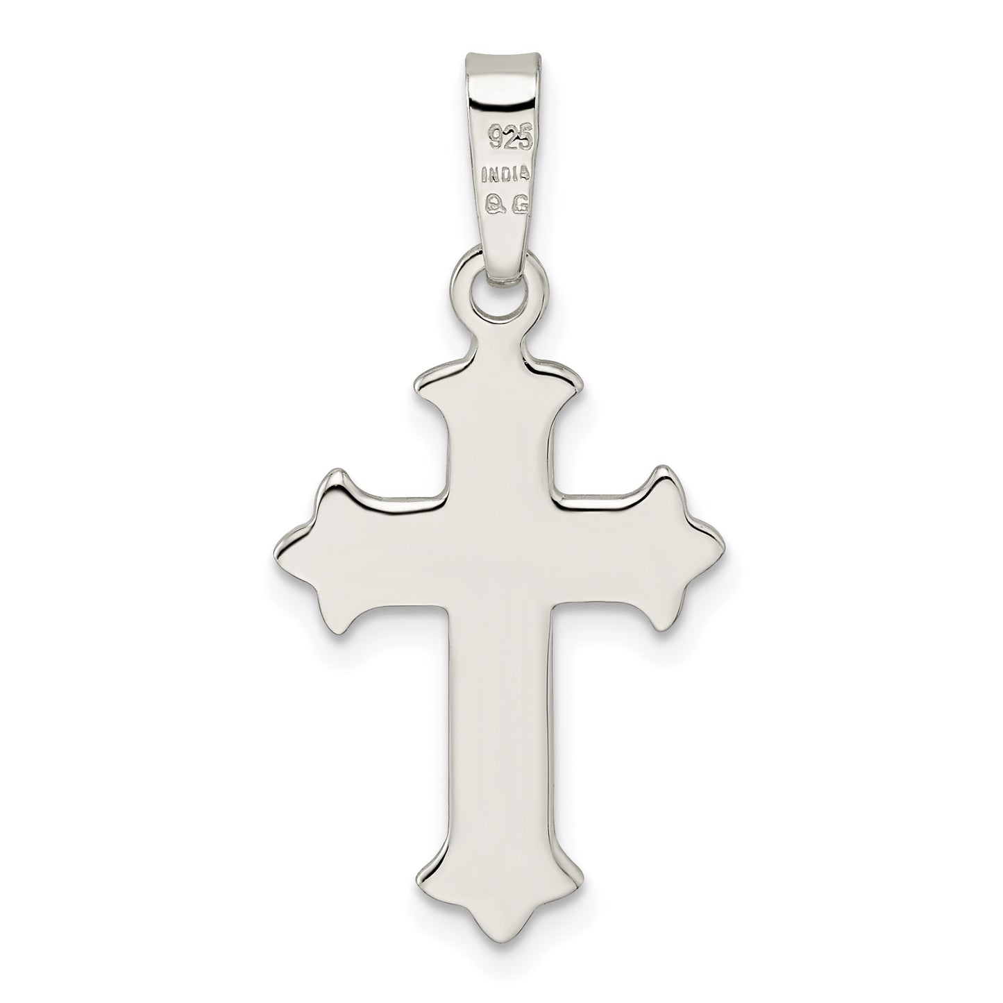 Sterling Silver Polished Fleur De Lis Cross Pendant