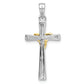 Ss/Gold Plated Sterling Silver Rh-Plated & Gold-Plated Cz Cross With Celtic Pendant