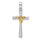 Ss/Gold Plated Sterling Silver Rh-Plated & Gold-Plated Cz Cross With Celtic Pendant