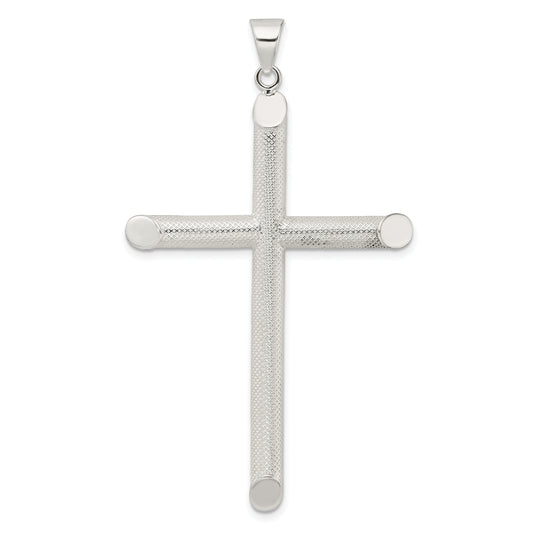 Sterling Silver Polished And Texture Tube Cross Pendant