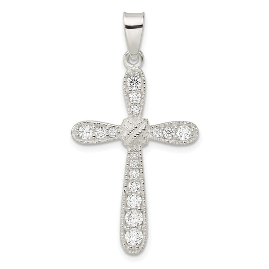 Sterling Silver Cz W/X-Center Cross Pendant