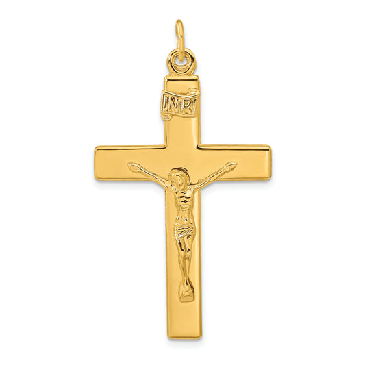 Sterling Silver Gold-Plated Polished Inri Crucifix Cross Pendant