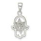 Sterling Silver Polished Chai In Star Of David Hamsa Pendant