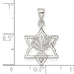 Sterling Silver Polished And D/C Star Of David W/Menorah Pendant