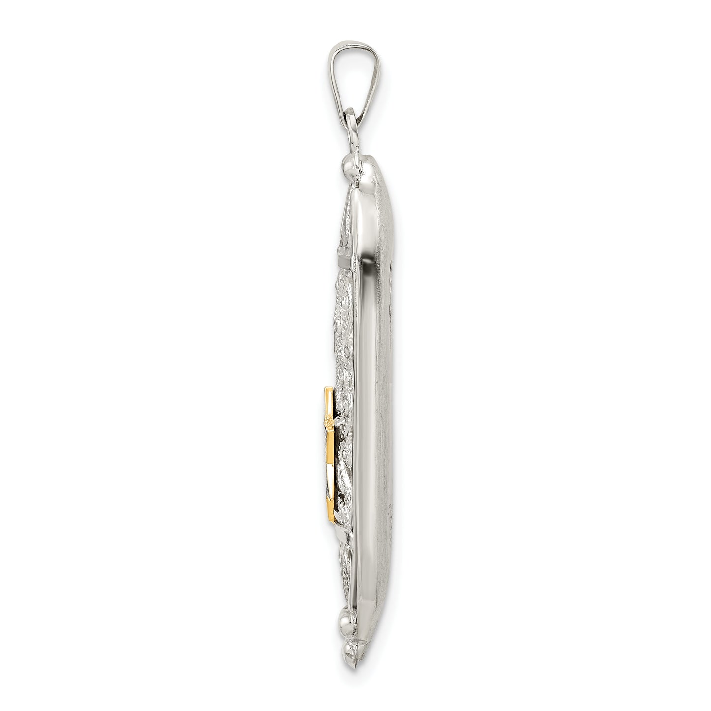 Sterling Silver Polished Solid Mezuzah W/Enameled Star Of David Pendant