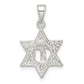 Sterling Silver Polished And D/C Star Of David W/Chai Pendant