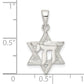 Sterling Silver Polished And D/C Star Of David W/Chai Pendant