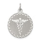 Sterling Silver Rhodium-Plated Caduceus Disc