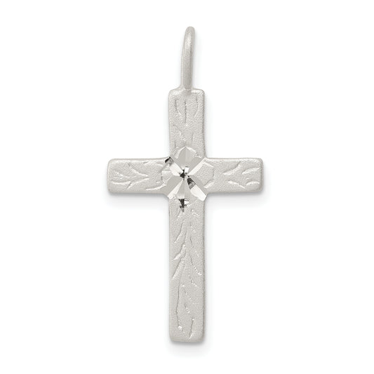 Sterling Silver Diamond-Cut Cross Pendant