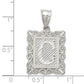 Sterling Silver Square Diamond-Cut Letter C Initial Pendant