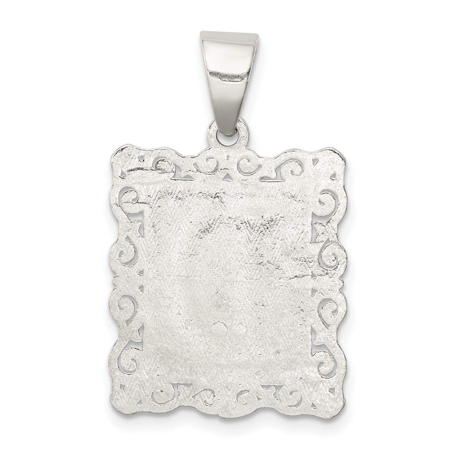 Sterling Silver Square Diamond-Cut Letter D Initial Pendant