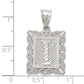 Sterling Silver Square Diamond-Cut Letter I Initial Pendant