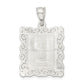 Sterling Silver Square Diamond-Cut Letter P Initial Pendant