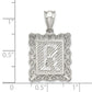 Sterling Silver Square Diamond-Cut Letter R Initial Pendant